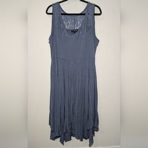 Lane Bryant Slate Blue Jersey Knit Dress with Lace Detail Women's Size 18-20